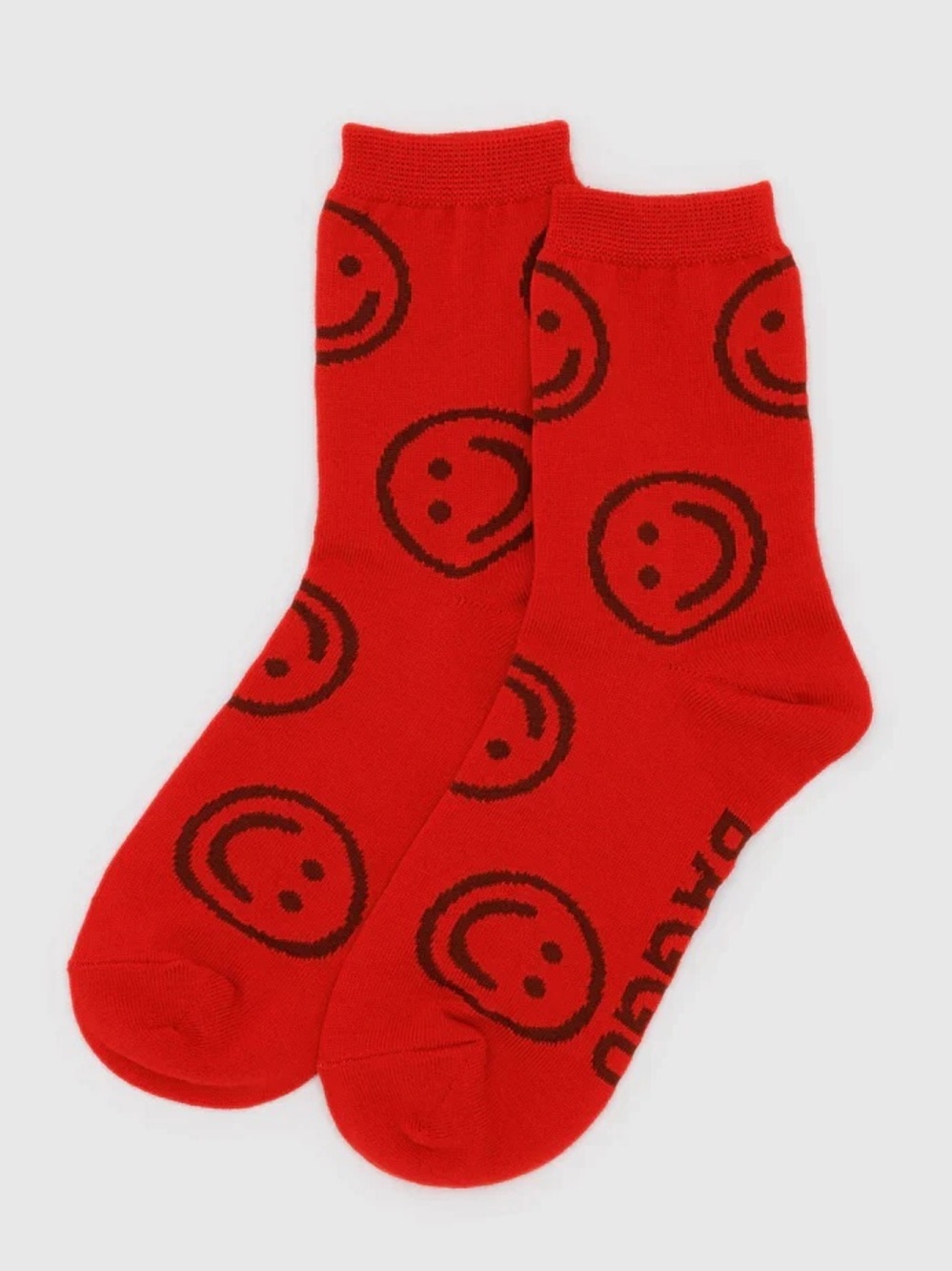 BAGGU Red Smiley Face Socks New with Tags